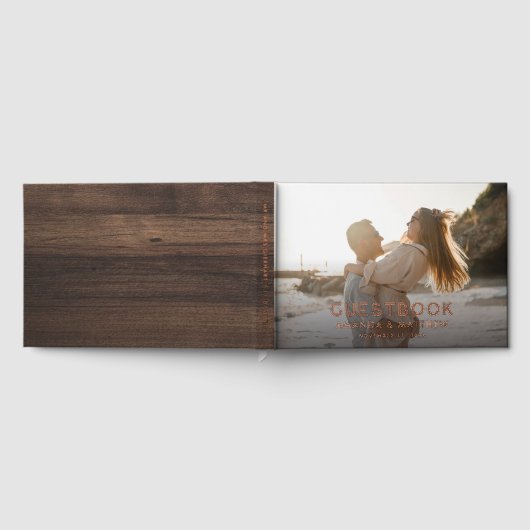 Rustieke houten look foto bruiloft gastenboek (Volledig)
