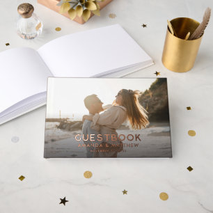 Rustieke houten look foto bruiloft gastenboek