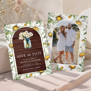 Rustieke Houten Madeliefjes Bloemstuk Mason Jar Fo Save The Date