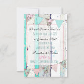 Rustieke Houten Mason Jar Shabby Bruiloft Uitnodig Kaart (Achterkant)