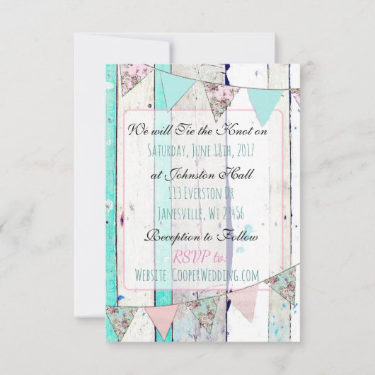 Rustieke Houten Mason Jar Shabby Bruiloft Uitnodig Kaart (Achterkant)