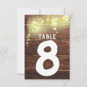 Rustieke Houten Mason String Lights Tree Tafelnumm Bedankkaart (Voorkant)