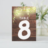 Rustieke Houten Mason String Lights Tree Tafelnumm Bedankkaart (Staand voorkant)