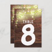 Rustieke Houten Mason String Lights Tree Tafelnumm Bedankkaart (Voorkant / Achterkant)