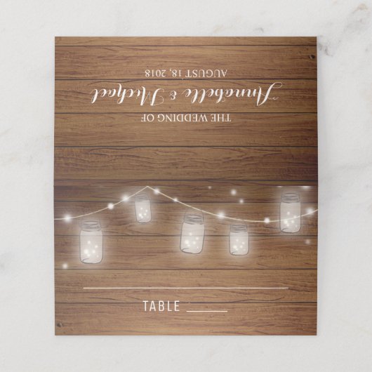 Rustieke houten metselaar bruiloft plaats kaart plaatskaartje (Buitenkant ongevouwen)