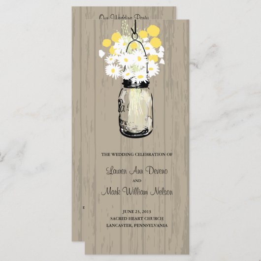 Rustieke houten metselaar en Wildflower Programma Programmakaart (Voorkant / Achterkant)