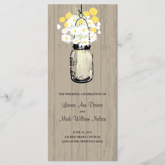 Rustieke houten metselaar en Wildflower Programma Programmakaart (Voorkant)