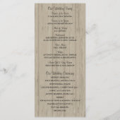 Rustieke houten metselaar en Wildflower Programma Programmakaart (Achterkant)