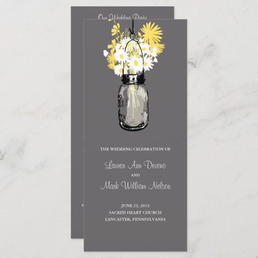 Rustieke houten metselaar en Wildflower Programma Programmakaart (Voorkant / Achterkant)