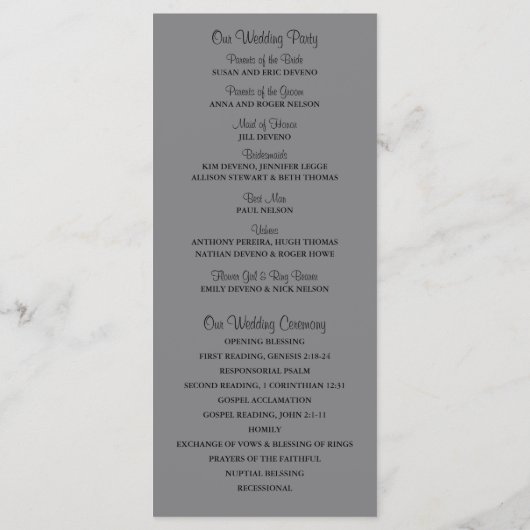 Rustieke houten metselaar en Wildflower Programma Programmakaart (Achterkant)