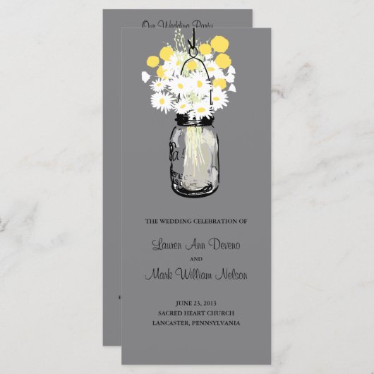 Rustieke houten metselaar en Wildflower Programma Programmakaart (Voorkant / Achterkant)