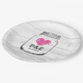 Rustieke houten metselaar potje land bruiloft part papieren bordje (Gekanteld)