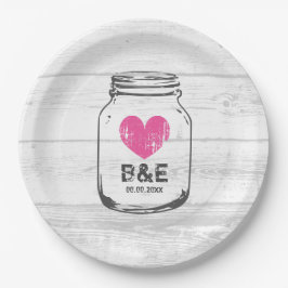 Rustieke houten metselaar potje land bruiloft part papieren bordje