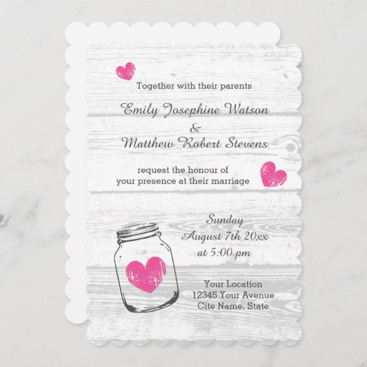 Rustieke houten metselaar potje land bruiloft uitn kaart (Voorkant / Achterkant)