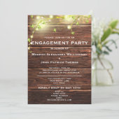 Rustieke houten metselaar String Lights verlovings Kaart (Staand voorkant)