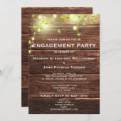 Rustieke houten metselaar String Lights verlovings Kaart (Voorkant / Achterkant)