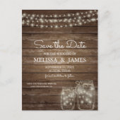 Rustieke houten metselaarlampjes sparen de datum aankondigingskaart (Voorkant)