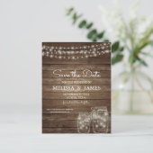 Rustieke houten metselaarlampjes sparen de datum aankondigingskaart (Staand voorkant)