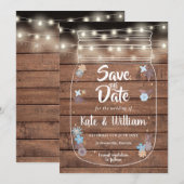 Rustieke Houten Metselaars Pot Lichtslinger Bloeme Save The Date (Voorkant / Achterkant)