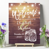 Rustieke Houten Metselaars Pot String Licht Bruilo Poster