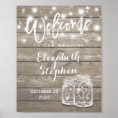 Rustieke Houten Metselaars Pot String Licht Trouw  Poster (Voorkant)