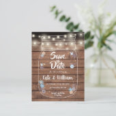 Rustieke Houten Metselaars Pot String Lichtjes Sav Aankondigingskaart (Staand voorkant)