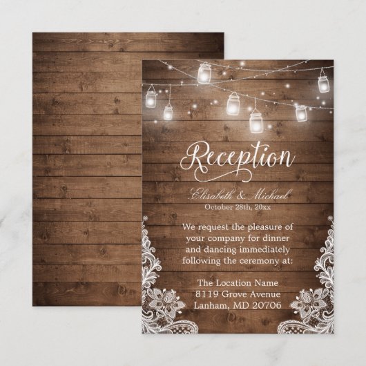 Rustieke Houten Metselaarsbus String Lichtjes Kant Kaart (Voorkant / Achterkant)