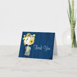Rustieke houten metselpot met wilde bloemen bedankkaart