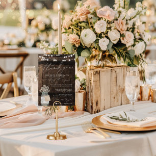 Rustieke houten minimalistische servet bedankkaart menu