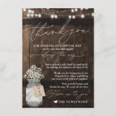 Rustieke houten minimalistische servet bedankkaart menu (Voorkant)