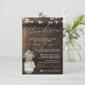 Rustieke houten minimalistische servet bedankkaart menu (Staand voorkant)