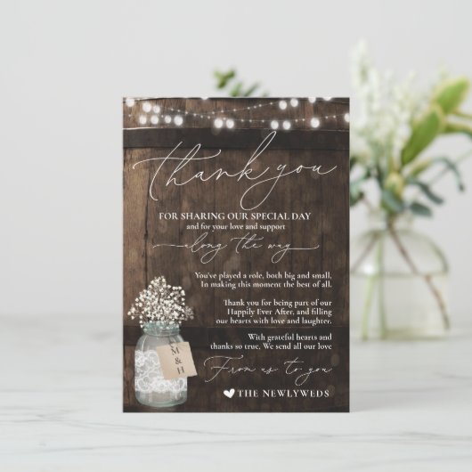 Rustieke houten minimalistische servet bedankkaart menu (Staand voorkant)