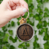 Rustieke Houten Monogram A Ronde Vat Uithangbord � Sleutelhanger (Hand)
