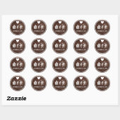 Rustieke houten monogram datumenvelop afdichting ronde sticker (Vel)