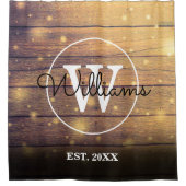 Rustieke houten monogram douchegordijn (Voorkant)