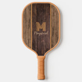 Rustieke Houten Monogram Houten Pickleball Paddle (Voorkant)
