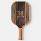 Rustieke Houten Monogram Houten Pickleball Paddle (Achterkant)
