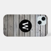 Rustieke Houten Monogram iPhone 15 Case (Achterkant horizontaal)