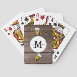 Rustieke Houten Monogram Maak Eigen Biernaam Pokerkaarten