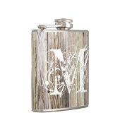 Rustieke houten monogram vinyl verpakte kolf heupfles (Rechts)