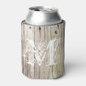 Rustieke Houten Monogrammed Koelbox Blikjeskoeler (Blikje Voorkant)