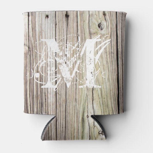 Rustieke Houten Monogrammed Koelbox Blikjeskoeler (Voorkant)