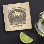 Rustieke Houten Natuur Familie Cabine Bruine Naam  Stenen Onderzetter