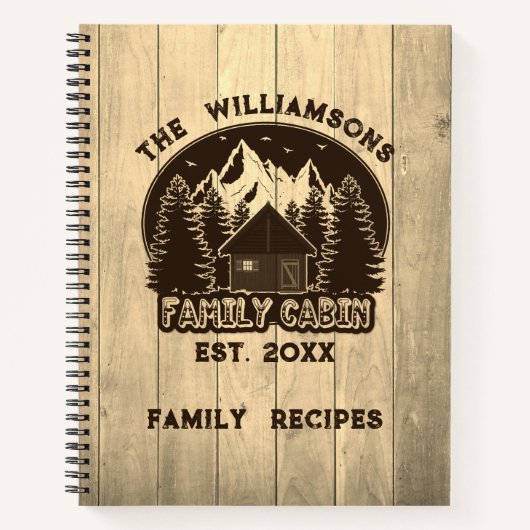 Rustieke Houten Natuur Familie Cabine Recept Bruin Notitieboek (Voorkant)