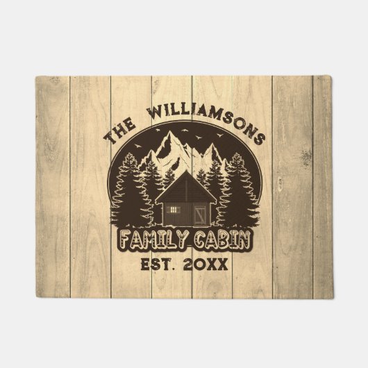 Rustieke Houten Natuur Familie Cabine Reunion Brui Deurmat (Voorkant)