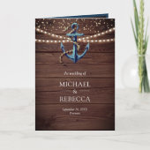 Rustieke Houten Navy Blauwe Anker QR Code Trouwen (Voorkant)
