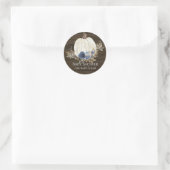 Rustieke Houten Navy Blauwe Bloemige Pompoen Baby  Ronde Sticker (Tas)