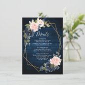 Rustieke Houten Navy Blauwe Blush Roze Geometrisch Informatiekaartje (Staand voorkant)