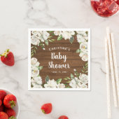 Rustieke houten Neutral Flowers Baby shower Sprink Servet (Insitu)
