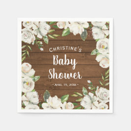 Rustieke houten Neutral Flowers Baby shower Sprink Servet